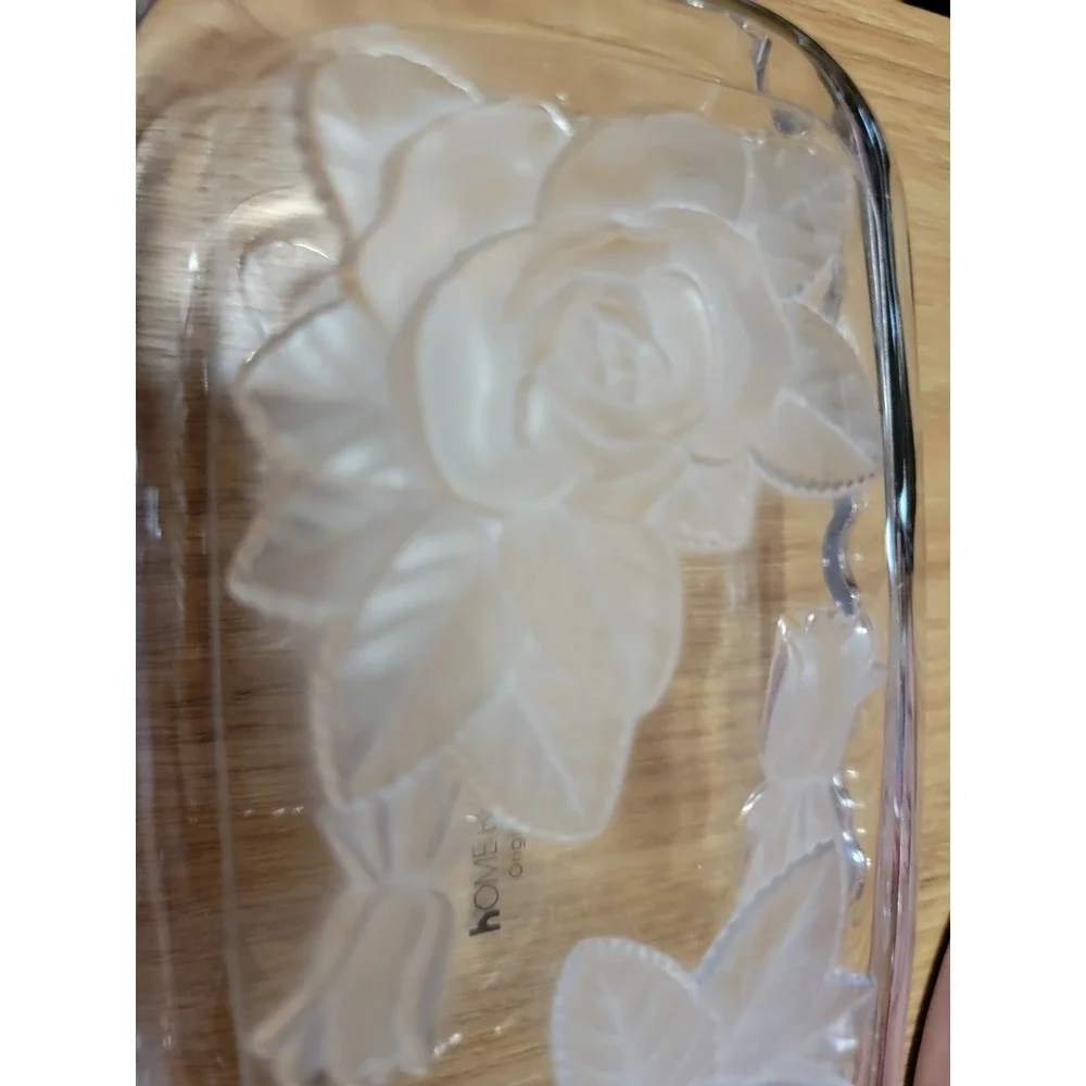 Home Beautiful Crystal Glass Rose Vanity Jewelry Dish with Lid Japan